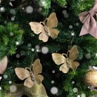 Gold Glitter Jewelled Butterfly Christmas Decorations 