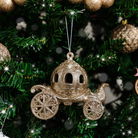 Set of 3 Gold Glitter Princess Carriage Baubles