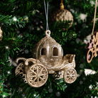 Set of 3 Gold Glitter Princess Carriage Baubles