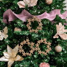 Set of 3 Gold Glitter Star Wreath Decorations