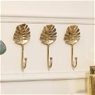Set Of 3 Gold Monstera Leaf Wall Hooks