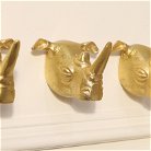 Set of 3 Gold Rhino Wall Hooks