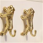 Set of 3 Gold Tiger Wall Hooks