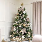 Set of 3 Grey Glass Gold Glitter Christmas Baubles - 8cm