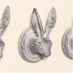 Set of 3 Grey Hare Head Coat Hooks