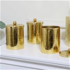 Set of 3 Hammered Gold Metal Jars