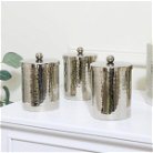 Set of 3 Hammered Silver Metal Jars