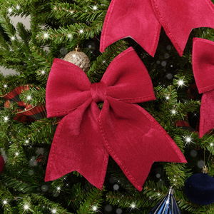 Set of 3 Large Dark Red Velvet Christmas Bows