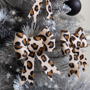 Set of 3 Leopard Print Christmas Bows