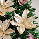 Set of 3 Metallic Champagne Gold Poinsettias Clip Christmas...