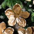 Set of 3 Metallic Gold Poinsettias Clip Christmas Decorations - 16cm