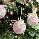 Set of 3 Mutlicoloured Pastel Beads Bauble - 8cm