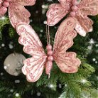 Set of 3 Pink Glitter Butterfly Clip Decorations - 17cm