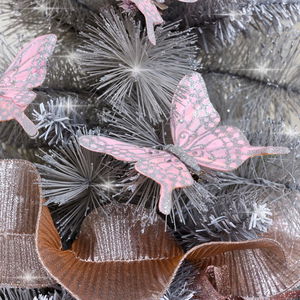 Set of 3 Pink & Silver Glitter Butterfly Clips - 11cm