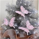 Set of 3 Pink & Silver Glitter Butterfly Clips 