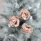 Set of 3 Pink Velvet Rose Tree Decorations