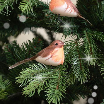 Set of 3 Red Robin Christmas Decorations - 11cm