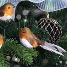 Set of 3 Red Robin Feather Christmas Decorations - 50cm