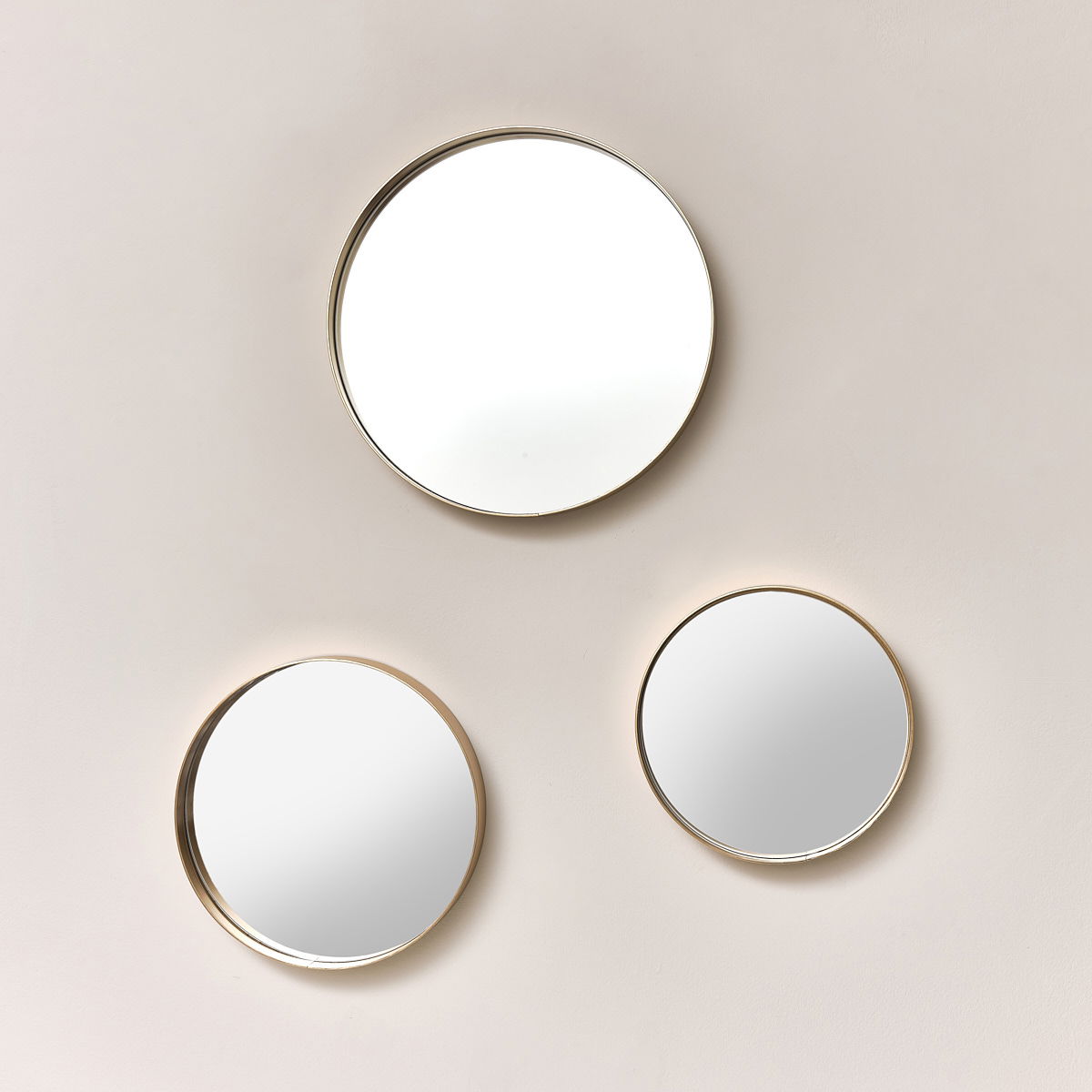 Set of 3 Round Gold Wall Mirrors Melody Maison