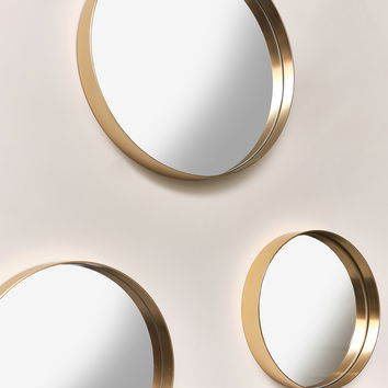 Set of 3 Round Gold Wall Mirrors