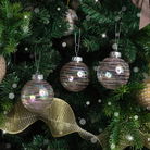 Round Iridescent & Rose Gold Glitter Christmas Baubles - 8cm