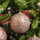 Set Of 3 Round Multicoloured Jewelled Baubles