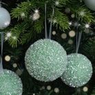 Set of 3 Round Sage Green Frosted Baubles