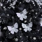 Silver Glitter Jewelled Butterfly Christmas Decorations