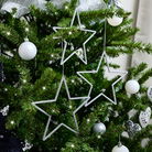 Set of 3 Silver Glitter Star Decorations