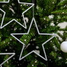 Set of 3 Silver Glitter Star Decorations