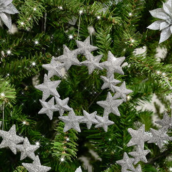 Set of 3 Silver Glitter Star Wreath Decorations