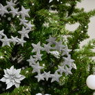 Set of 3 Silver Glitter Star Wreath Decorations