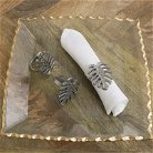 Set of 3 Silver Monstera Leaf Napkin Rings