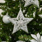 Set of 3 Silver Ornate Star Bauble