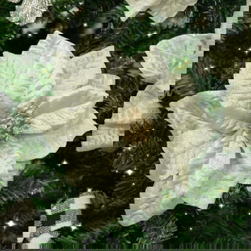 Set of 3 Silver Poinsettia With Clip Decorations