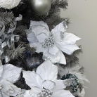 Set of 3 Silver Velvet Poinsettia Clip