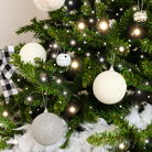 Set of 3 White Beaded Baubles - 8cm