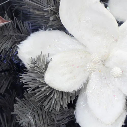 Set Of 3 White Fur Flower Picks