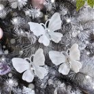 White Glitter Jewelled Butterfly Christmas Decorations
