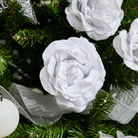 Set of 3 White Velvet Glitter Rose Clip Christmas Decoration - 10cm