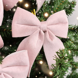 Set of 4 Baby Pink Velvet Christmas Bows