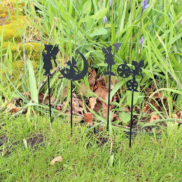 Set of 4 Black Metal Fairy Silhouette Garden Stakes