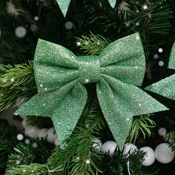 Set of 4 Glitter Christmas Bows