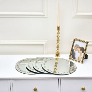 Set of 4 Gold Laurel Leaf Mirrored Placemats