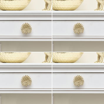 Set of 4 Gold Palm Leaf Drawer Knobs