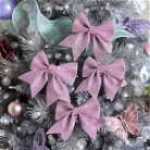 4 pink glitter bows - Christmas Tree Decoration