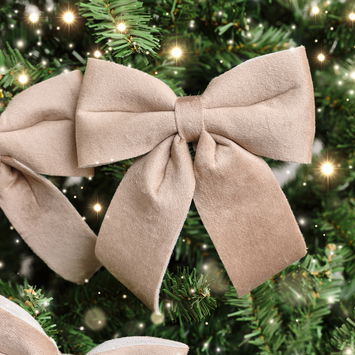 Set of 4 Taupe Velvet Christmas Bows