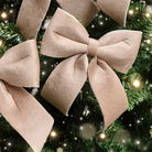 Set of 4 Taupe Velvet Christmas Bows