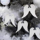 Set Of 4 White Glitter Angel Wings - 12cm