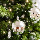 Set of 6 Silver Disco Ball Christmas Baubles - 8cm